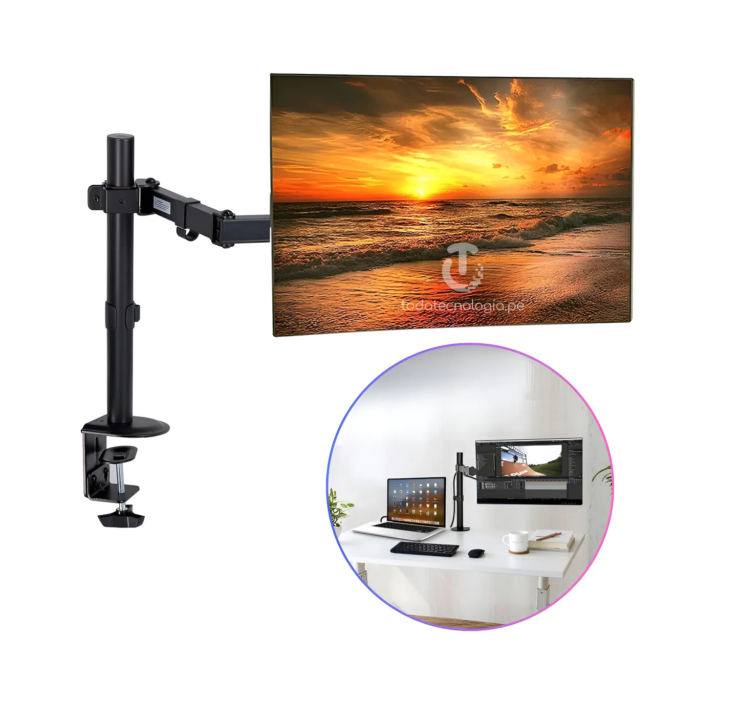RACK BRAZO SOPORTE METAL MONITOR 15-33 BRAZO AJUSTABLE VESA - 1
