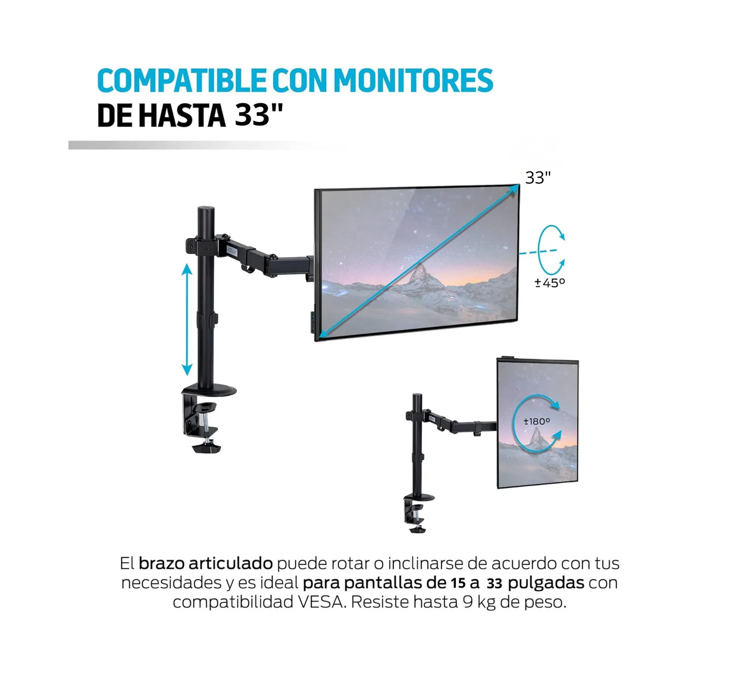RACK BRAZO SOPORTE METAL MONITOR 15-33 BRAZO AJUSTABLE VESA - 3