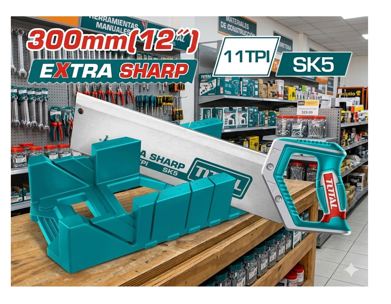 SERRUCHO SIERRA COSTILLA C/ INGLETE 300MM 12 PULG THTK591282 TURQUESA - 3