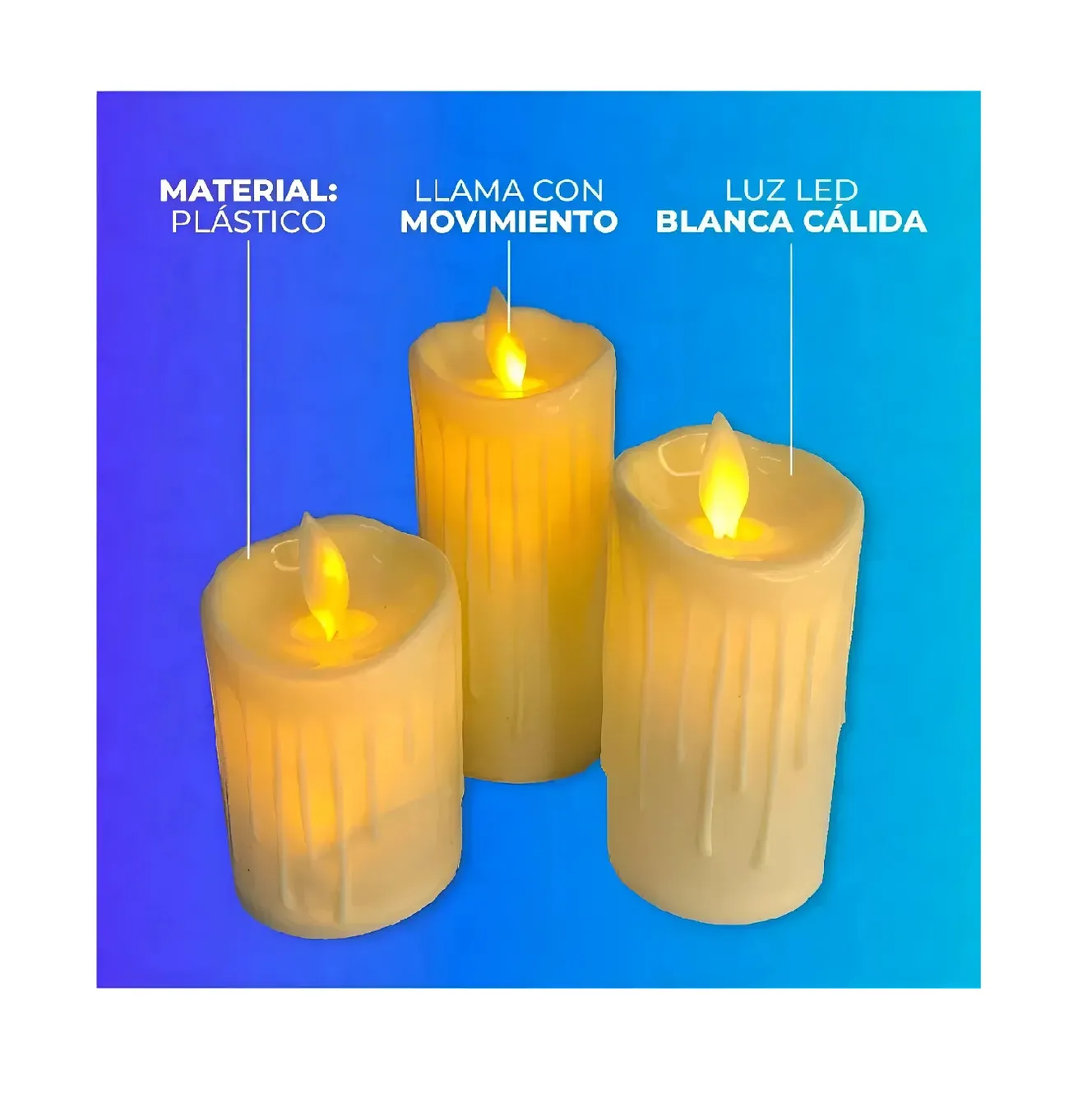 VELAS LED PACK X 6 UNIDADES PILAS INCLUIDAS - 3