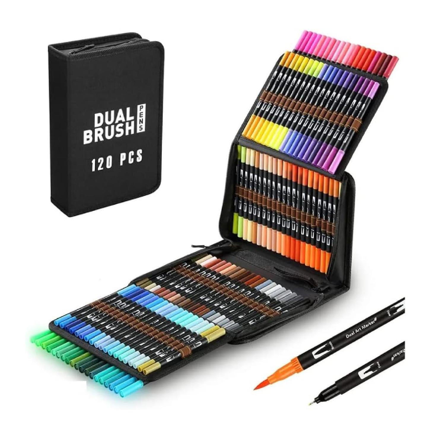 PLUMONES DUAL BRUSH PROFESIONAL 120 COLORES EN CARTUCHERA - 1