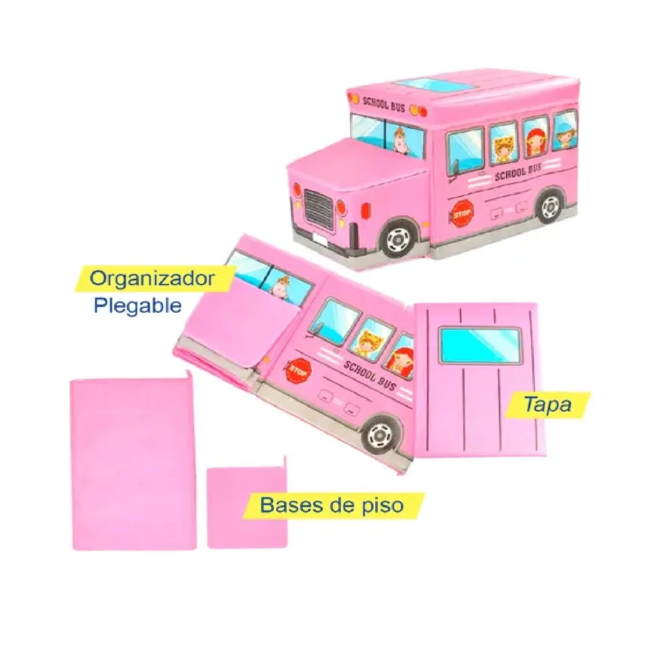 CAJA ORGANIZADORA AUTOBÚS HANNZO PARA JUGUETES 55X32 CM - 3