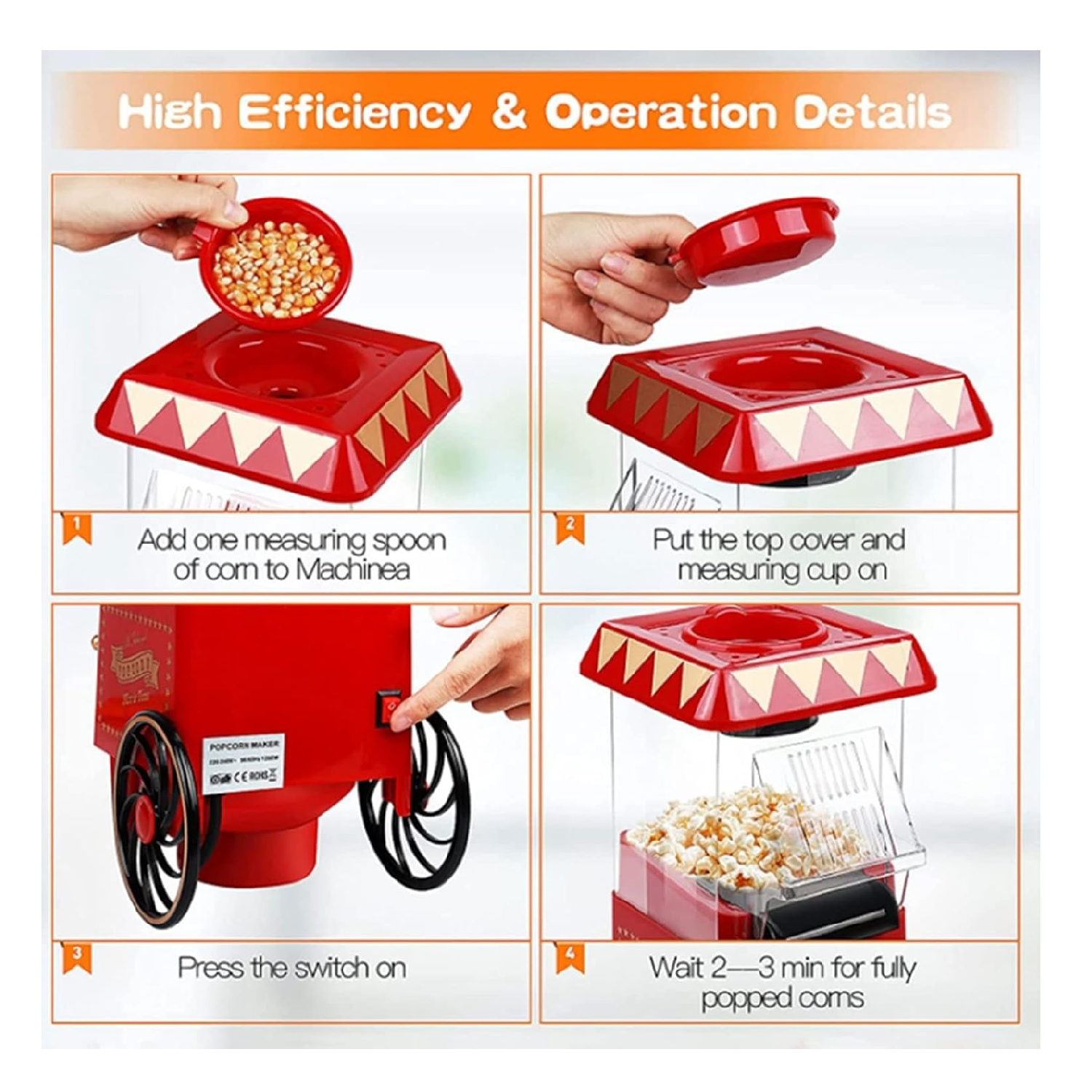 MAQUINA PARA HACER CANCHITA CON RUEDAS POP CORN MAKER - 3