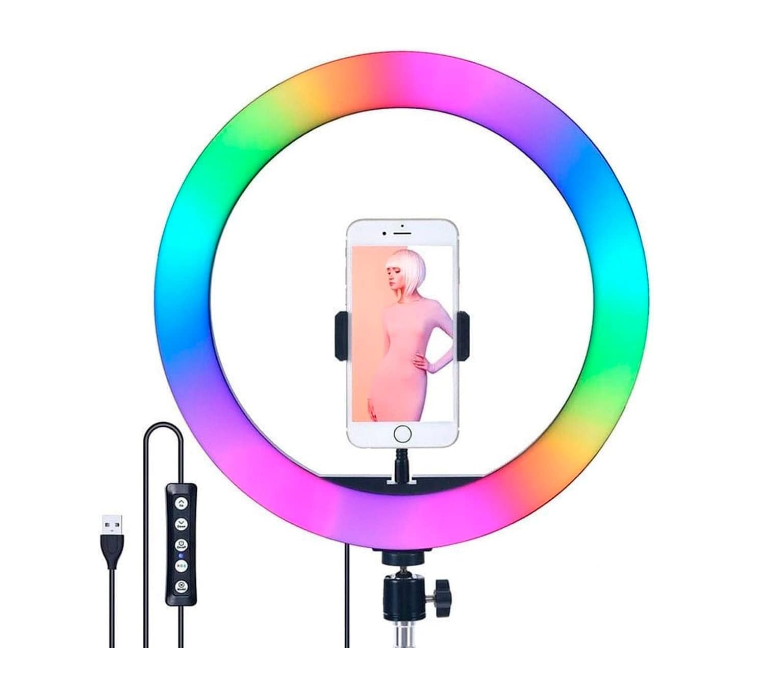 ARO LUZ LED DISPARO NEGRO USB 26CM PARA TIKTOK - 2