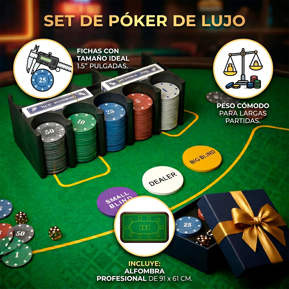 JUEGO DE PÓKER DE 200 FICHAS - 2