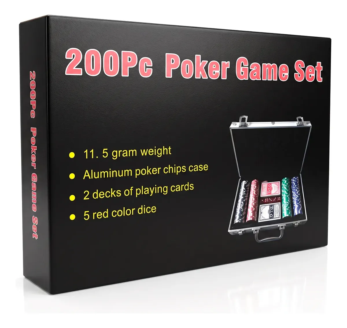 JUEGO DE PÓKER DE 200 FICHAS EN MALETÍN METALICO - 3