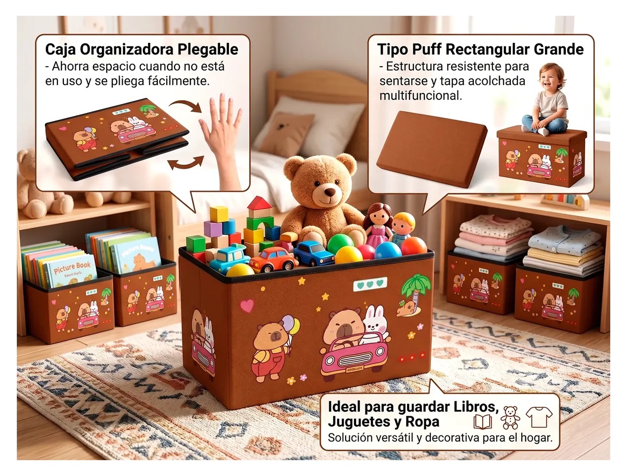CAJA ORGANIZADORA DE JUGUETES GRANDE PARA NIÑOS DISEÑO - 6