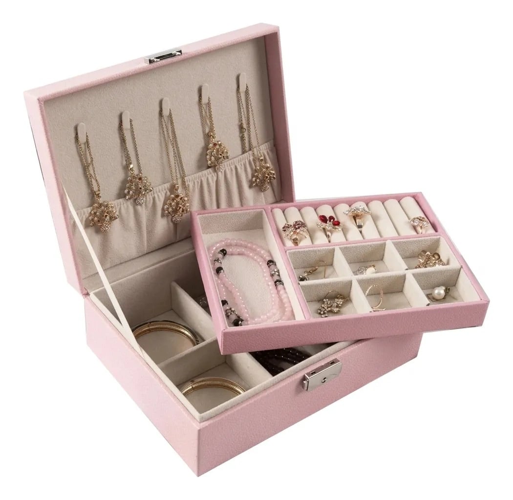 CAJA DE ORGANIZADOR JOYERO PREMIUM PARA COLLARES, ANILLOS Y RELOJES - 1