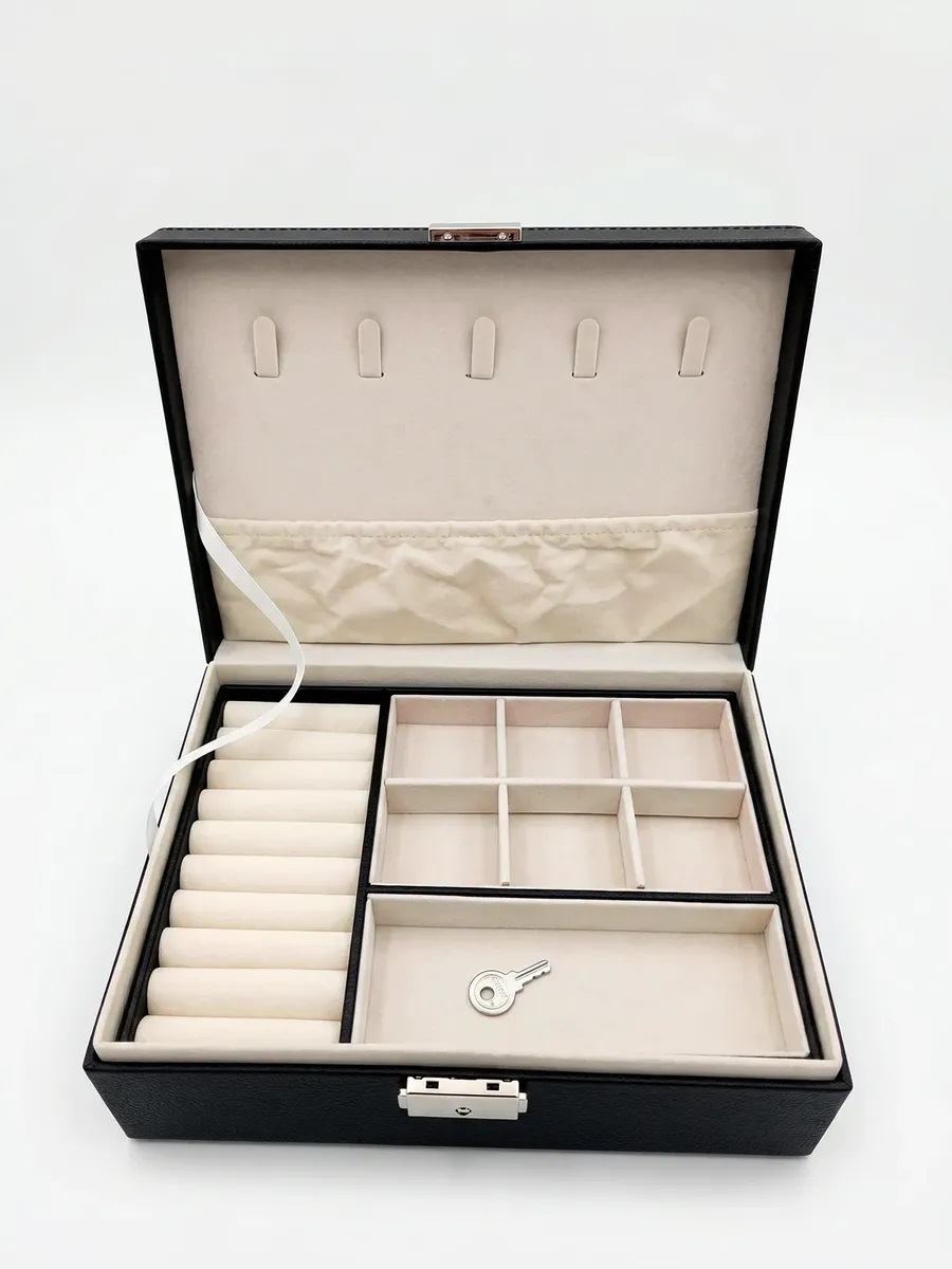CAJA DE ORGANIZADOR JOYERO PREMIUM PARA COLLARES, ANILLOS Y RELOJES - 1