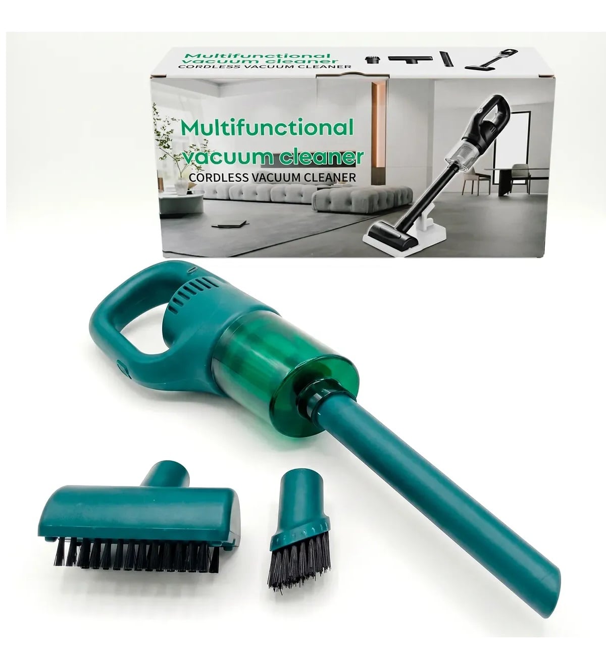 ASPIRADOR PORTÁTIL INALÁMBRICO PARA COCHE Y HOGAR VERDE - 1