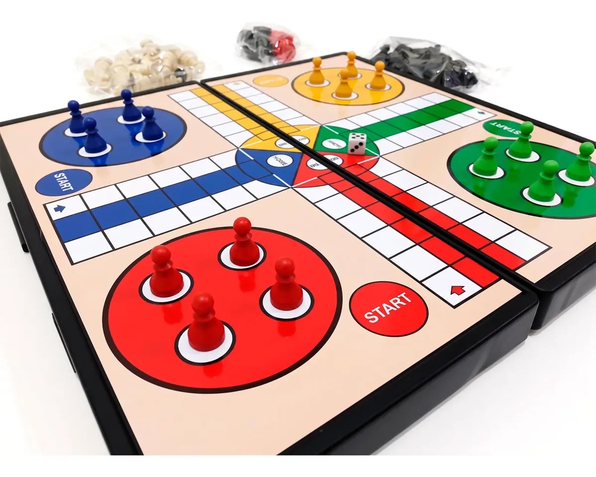 AJEDREZ IMANTADO 3 EN 1 CON DAMAS Y LUDO - JUEGO DE MESA FAMILIA - 4