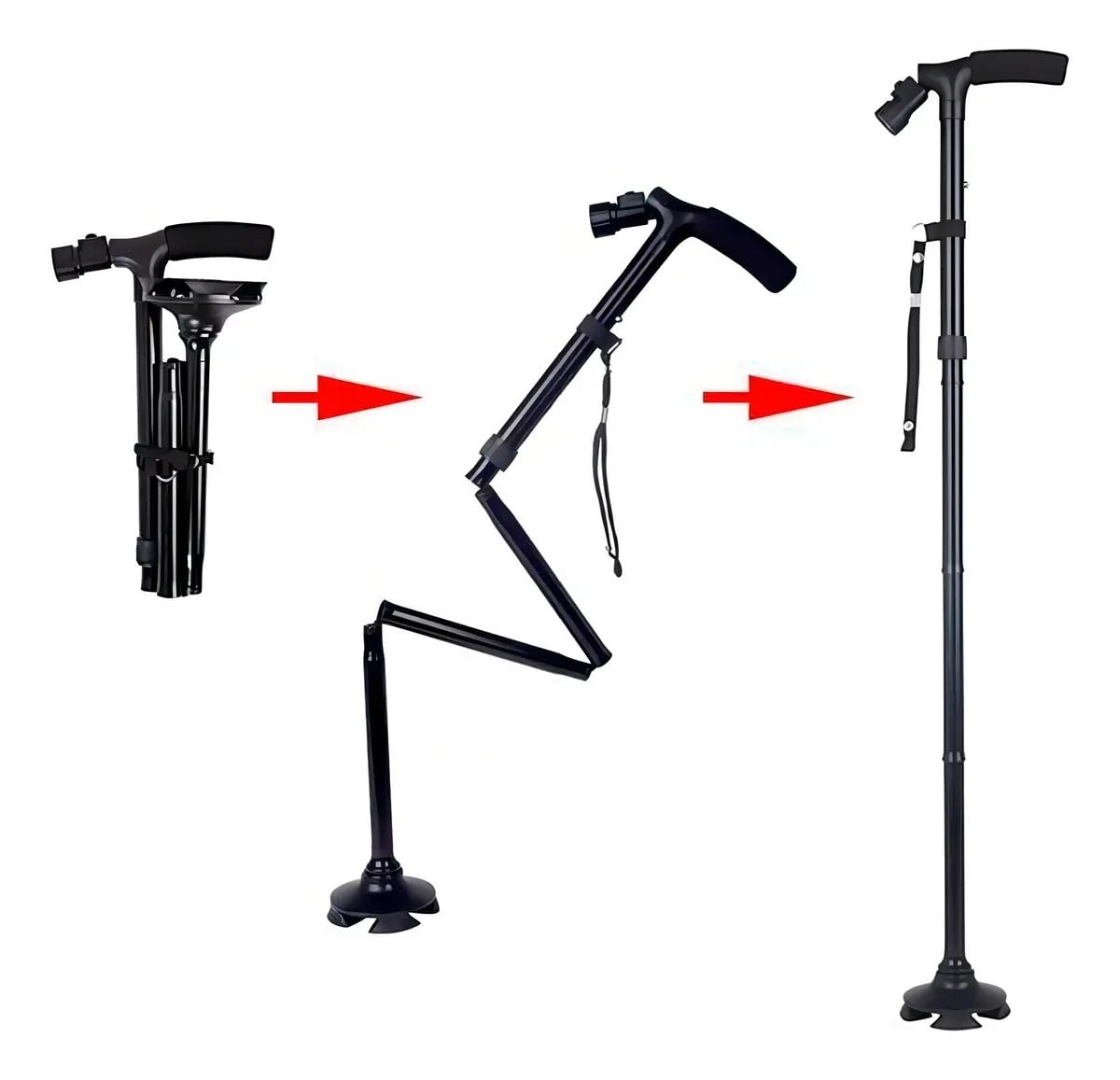 BASTÓN REGULABLE ANTIDESLIZANTE LIGERO CON LUZ DE SEGURIDAD - 6