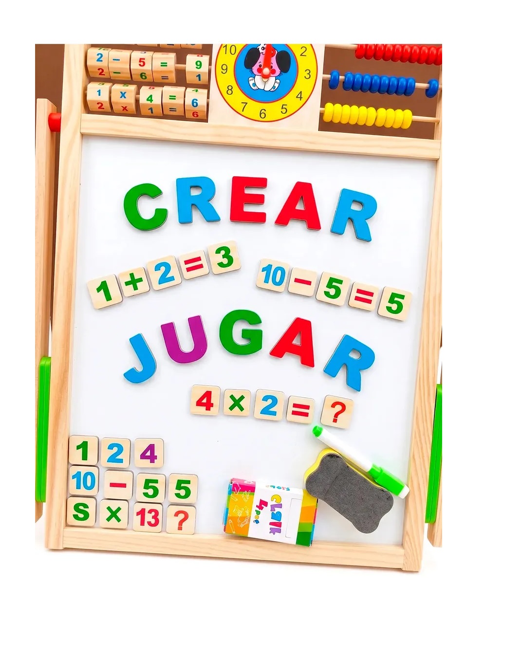 PIZARRA MAGNÉTICA DOBLE PARA NIÑOS EDUCATIVA C ACCESORIOS 44CM X 35CM - 6