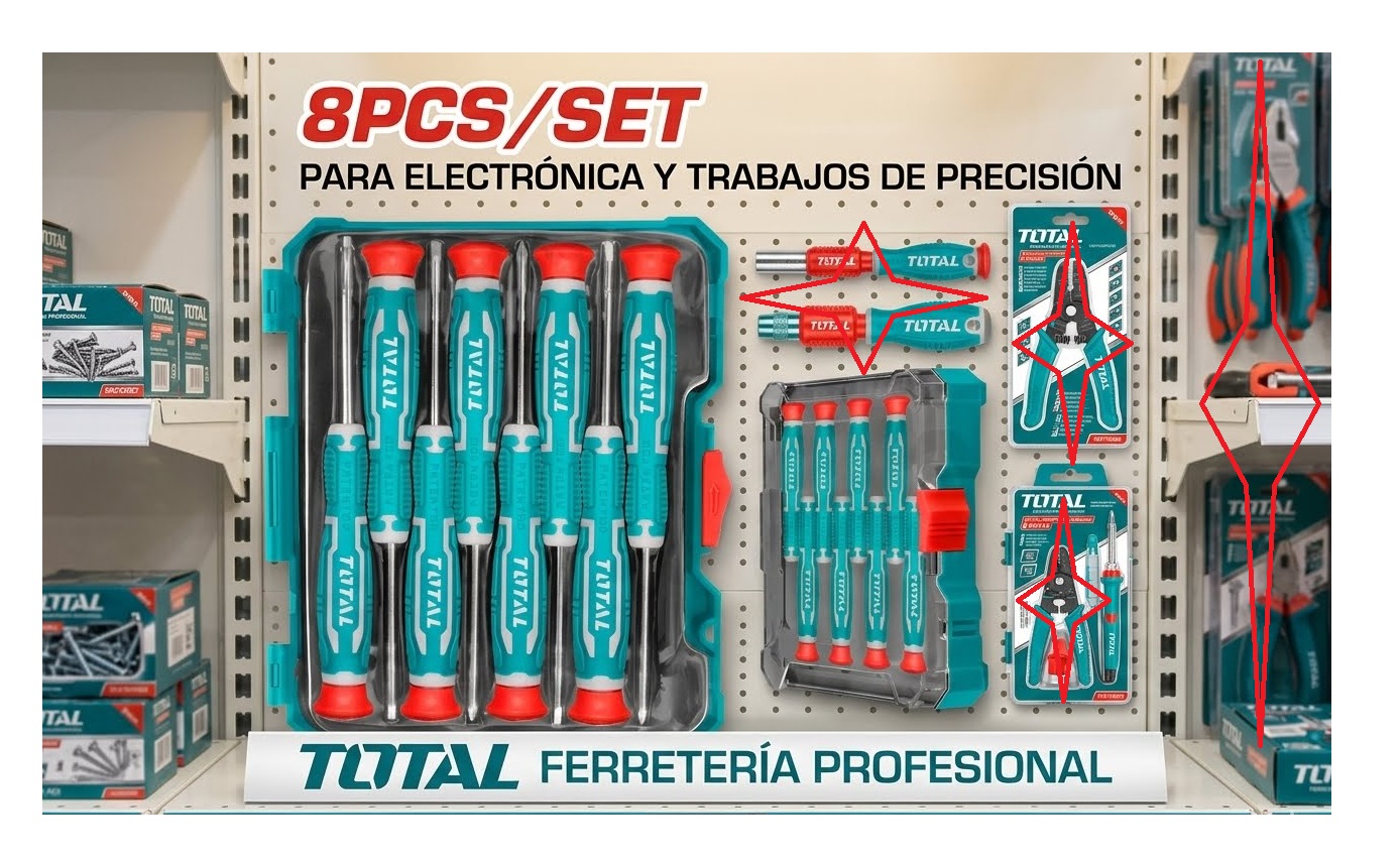 SET DE 8 DESTORNILLADORES DE PRECISIÓN PERILLEROS TOTAL - 4
