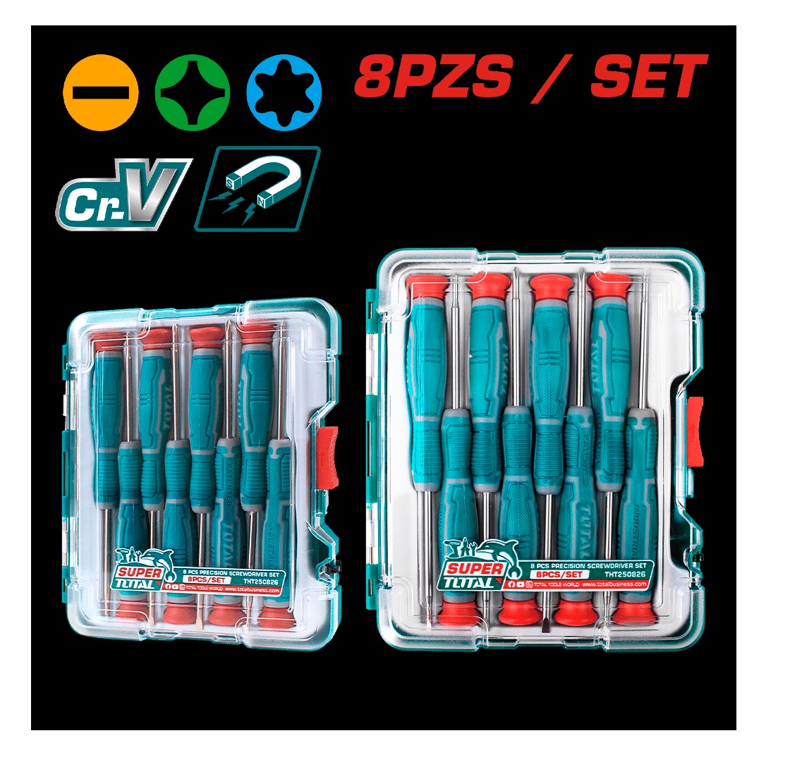 SET DE 8 DESTORNILLADORES DE PRECISIÓN PERILLEROS TOTAL - 5