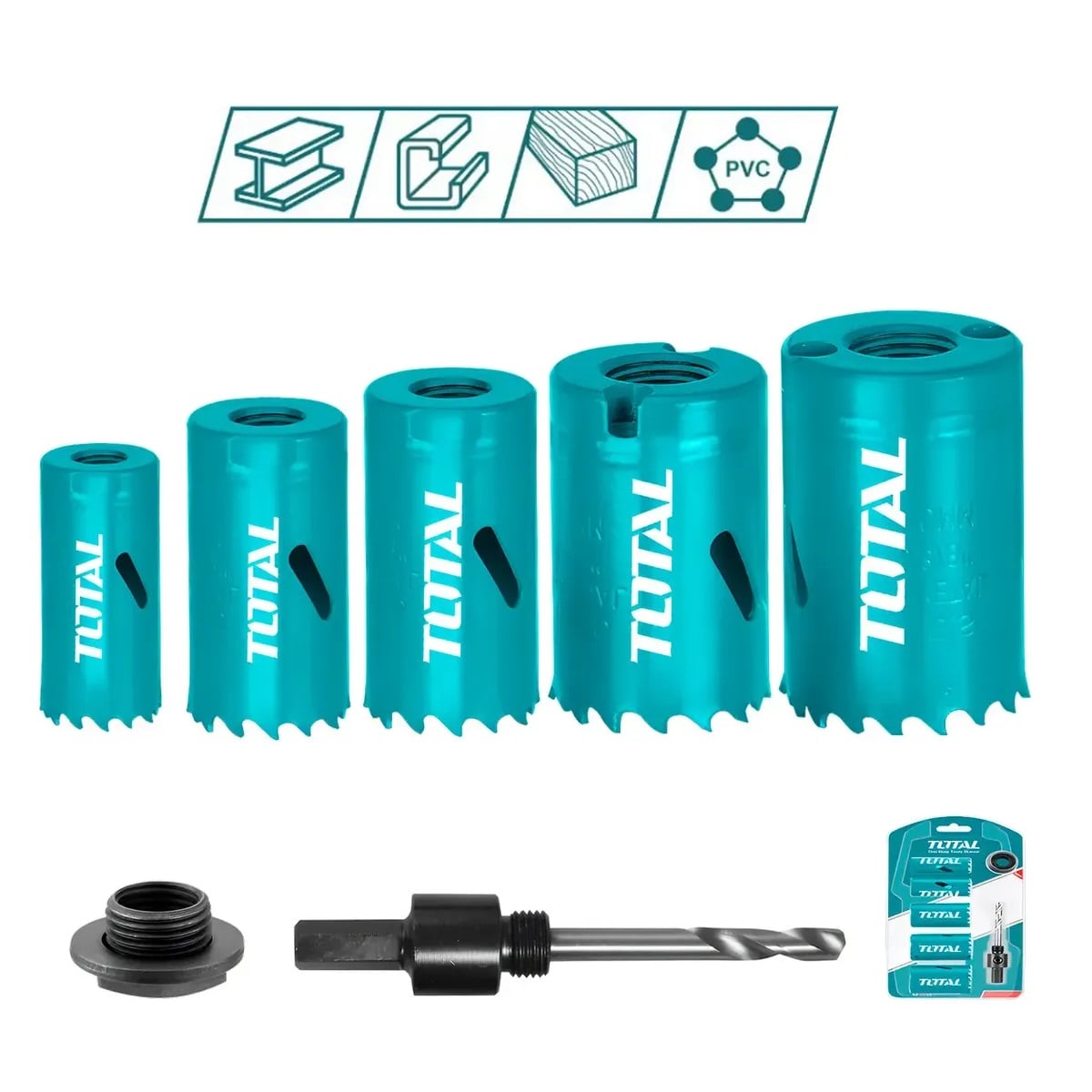 KIT SET JUEGO SIERRA COPA BI-METAL 7 PIEZAS TOTAL TACSH1071 - 1
