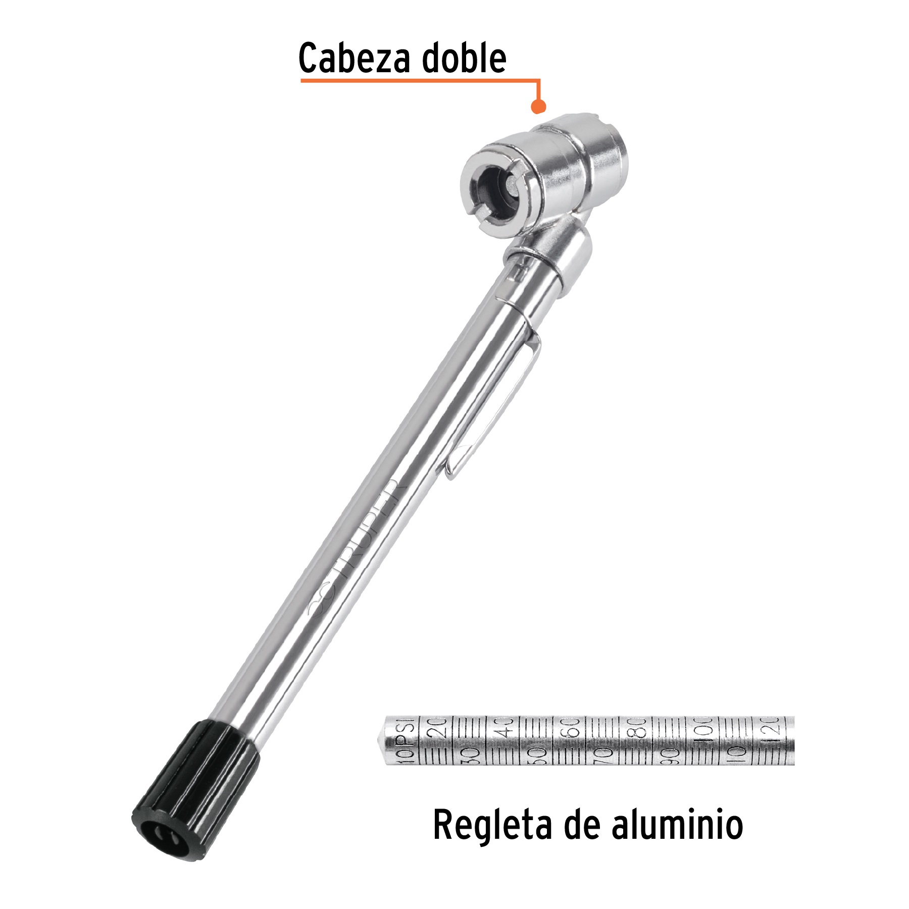 MEDIDOR DE PRESION DE AIRE PARA LLANTAS TRUPER 160 PSI - 3