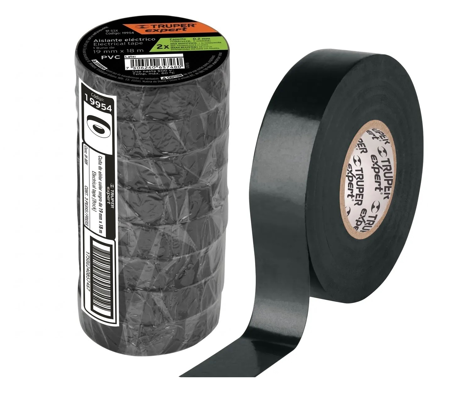 CINTA AISLANTE ELÉCTRICA TRUPER M-33X 19MM X 18M NEGRA PVC - 1