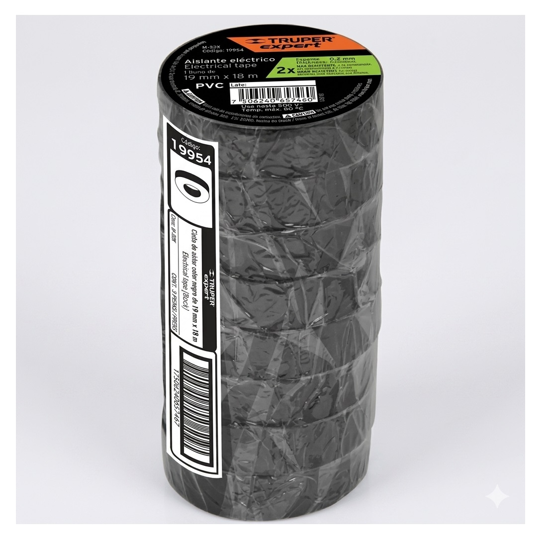 CINTA AISLANTE ELÉCTRICA TRUPER M-33X 19MM X 18M NEGRA PVC - 3
