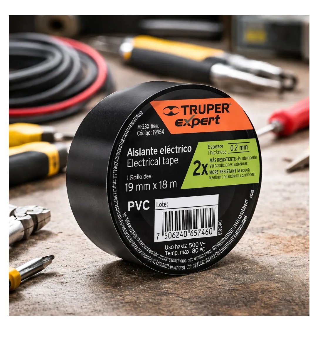 CINTA AISLANTE ELÉCTRICA TRUPER M-33X 19MM X 18M NEGRA PVC - 4