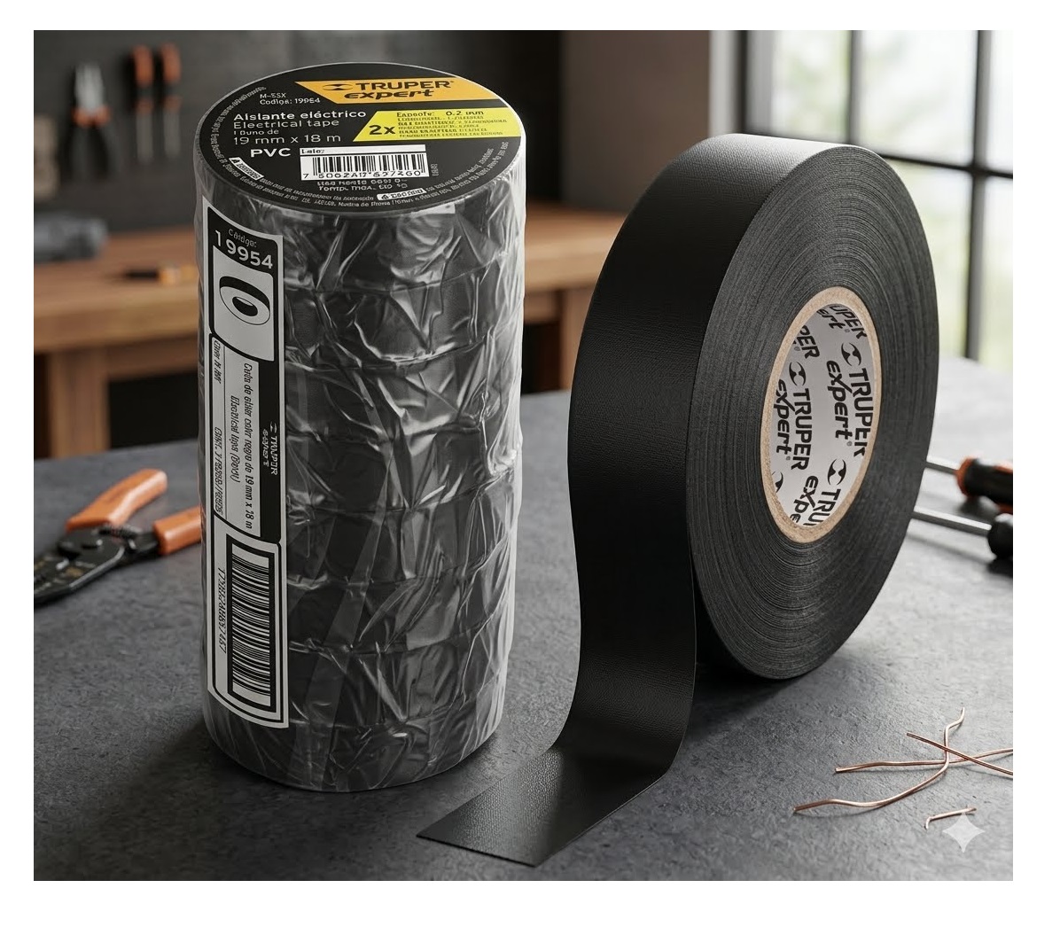 CINTA AISLANTE ELÉCTRICA TRUPER M-33X 19MM X 18M NEGRA PVC - 7