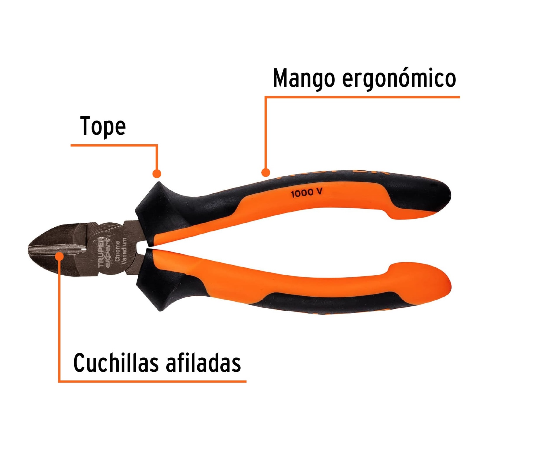 PINZA CORTE DIAGONAL 6 ALTA PALANCA, COMFORT GRIP 17331 NARANJA - 8