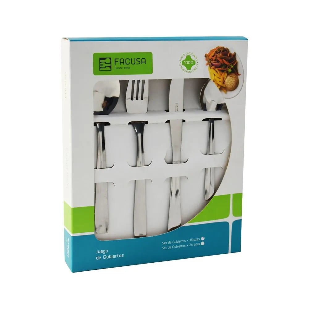 SET DE CUBIERTOS X 16 PIEZAS FACUSA PLATEADO - 2