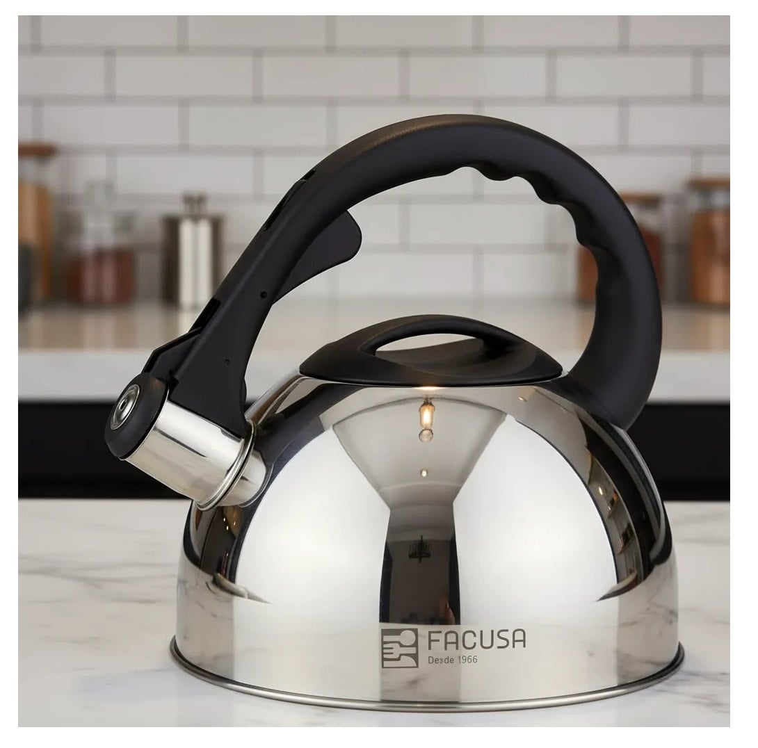 TETERA FACUSA DE 2.5LT ACERO INOX SILBADOR PLATEADO - 4