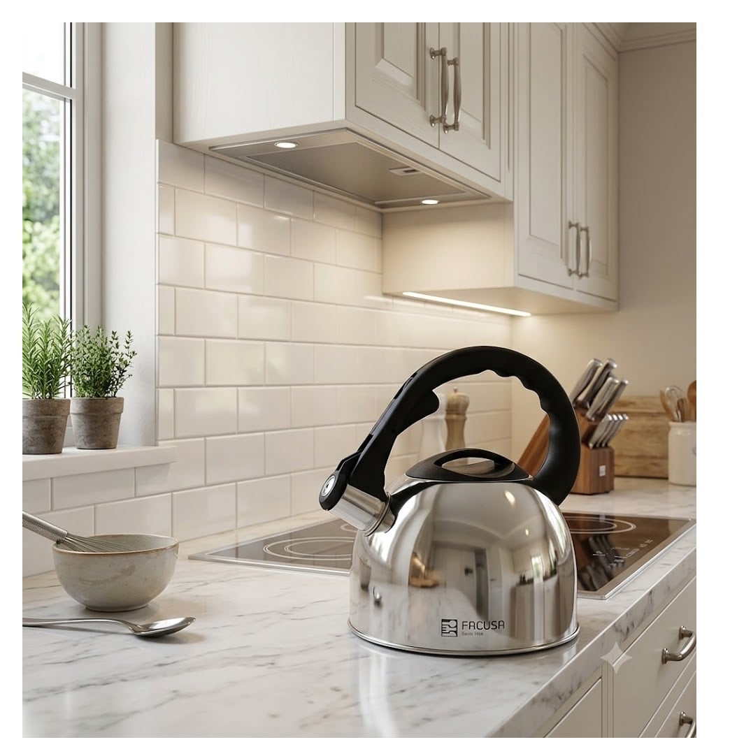 TETERA FACUSA DE 2.5LT ACERO INOX SILBADOR PLATEADO - 7
