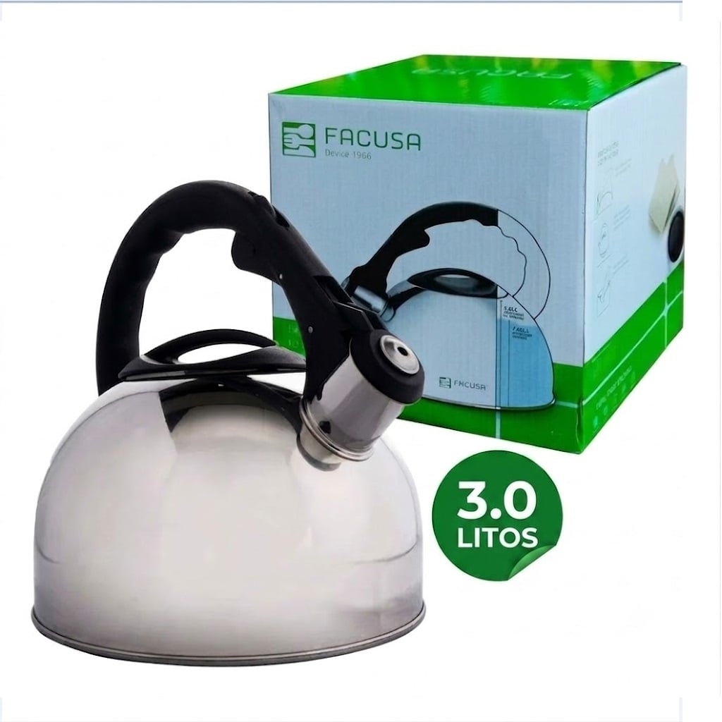 TETERA FACUSA ELEGANT 3 LITROS ACERO INOX CON SILBADOR - 8