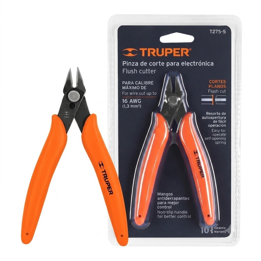 PINZA DE CORTE PARA ELECTRÓNICA 5 MICRO CORTE AL RAZ NARANJA - 1