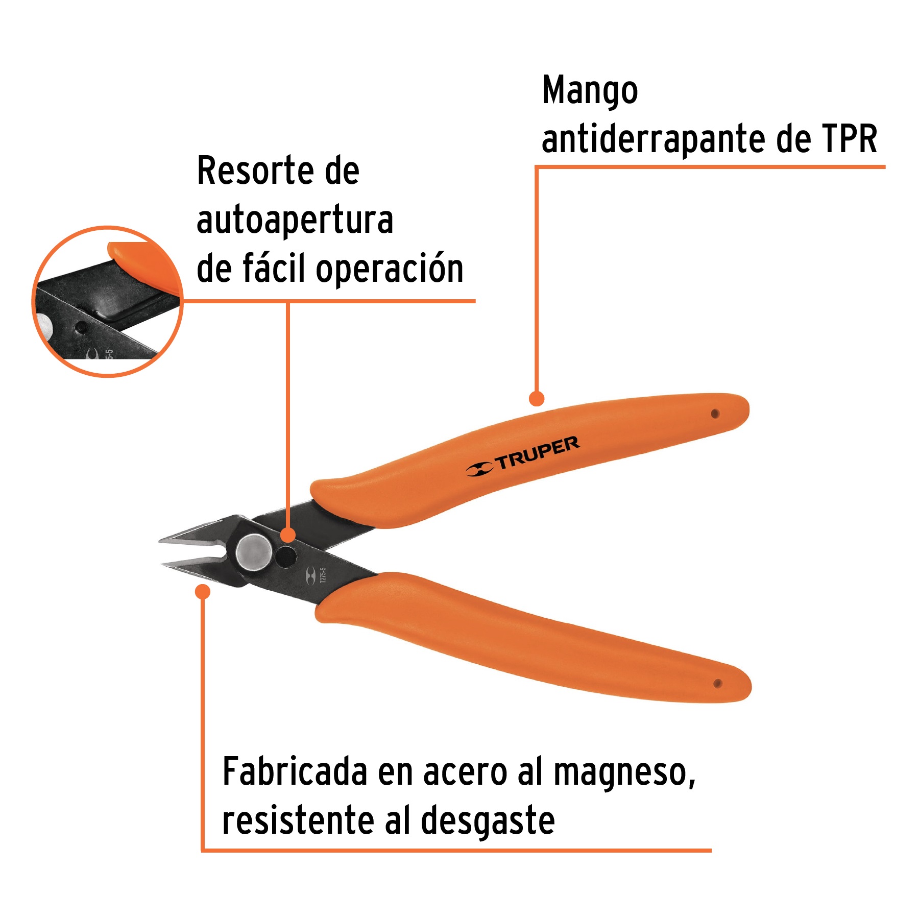 PINZA DE CORTE PARA ELECTRÓNICA 5 MICRO CORTE AL RAZ NARANJA - 9
