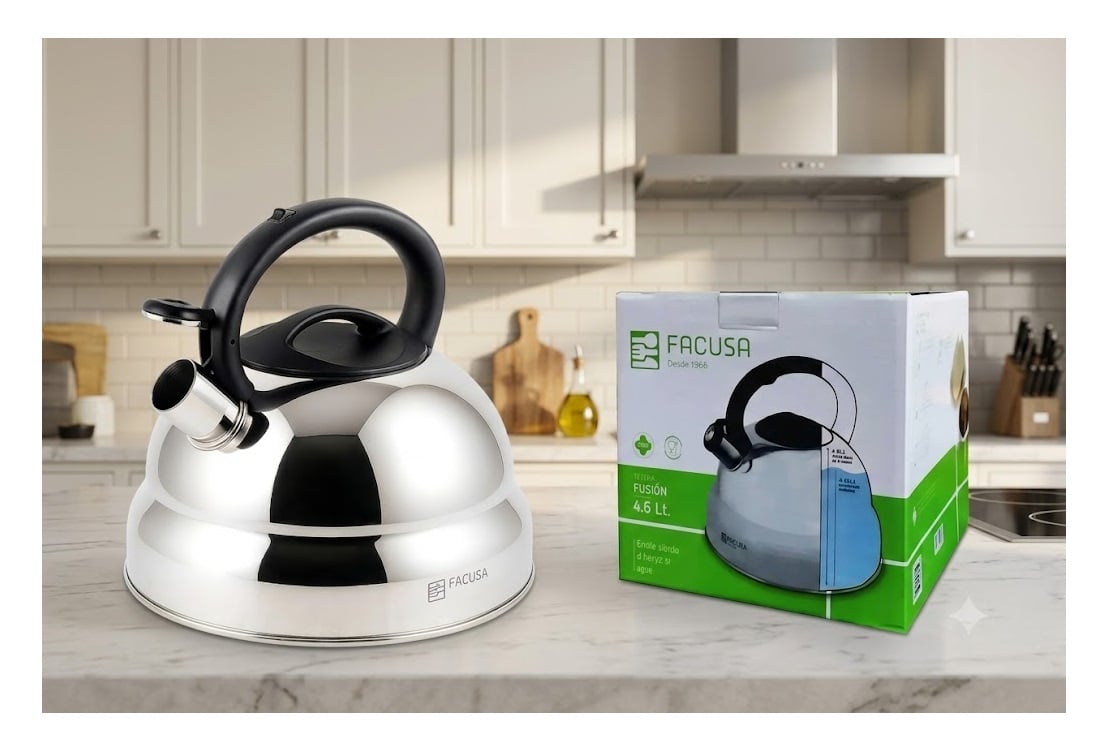 TETERA FACUSA 4.6 L FUSION DE ACERO INOXIDABLE CON SILBATO - 4
