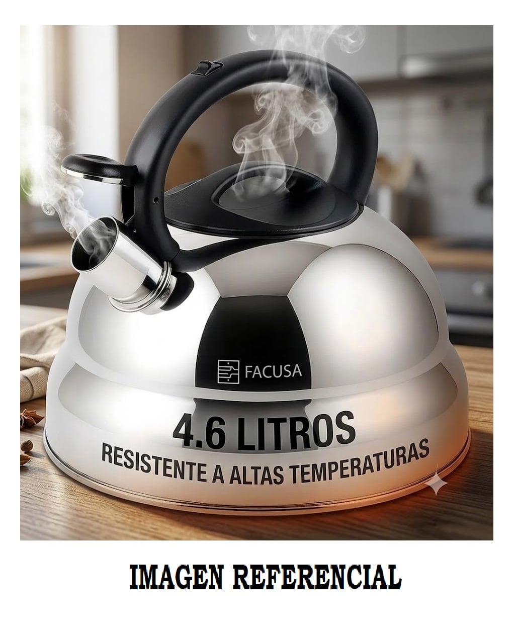 TETERA FACUSA 4.6 L FUSION DE ACERO INOXIDABLE CON SILBATO - 6