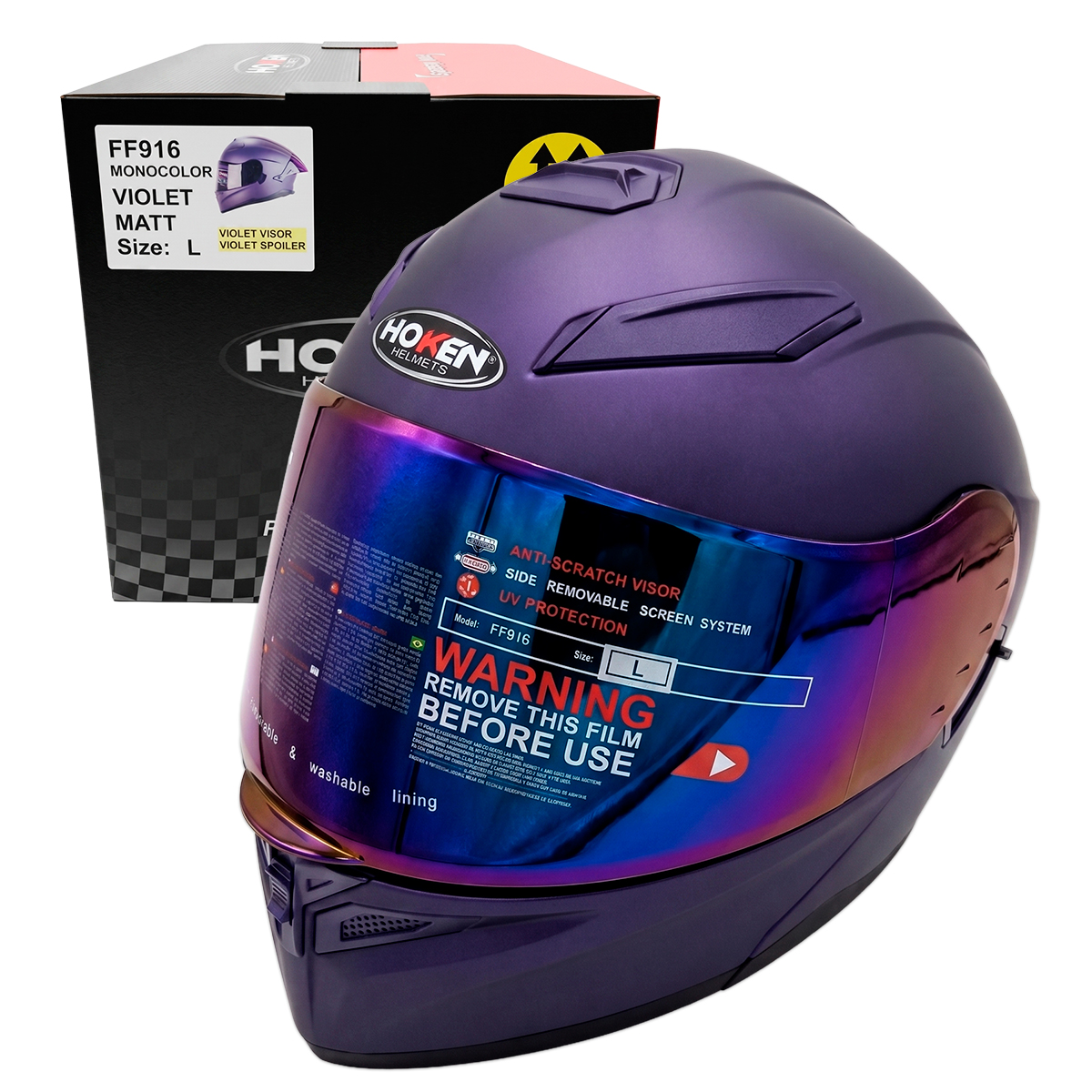 CASCO HOKEN CERTIFICADO DOBLE VISOR CERTIFICACION / VIOLETA - 1