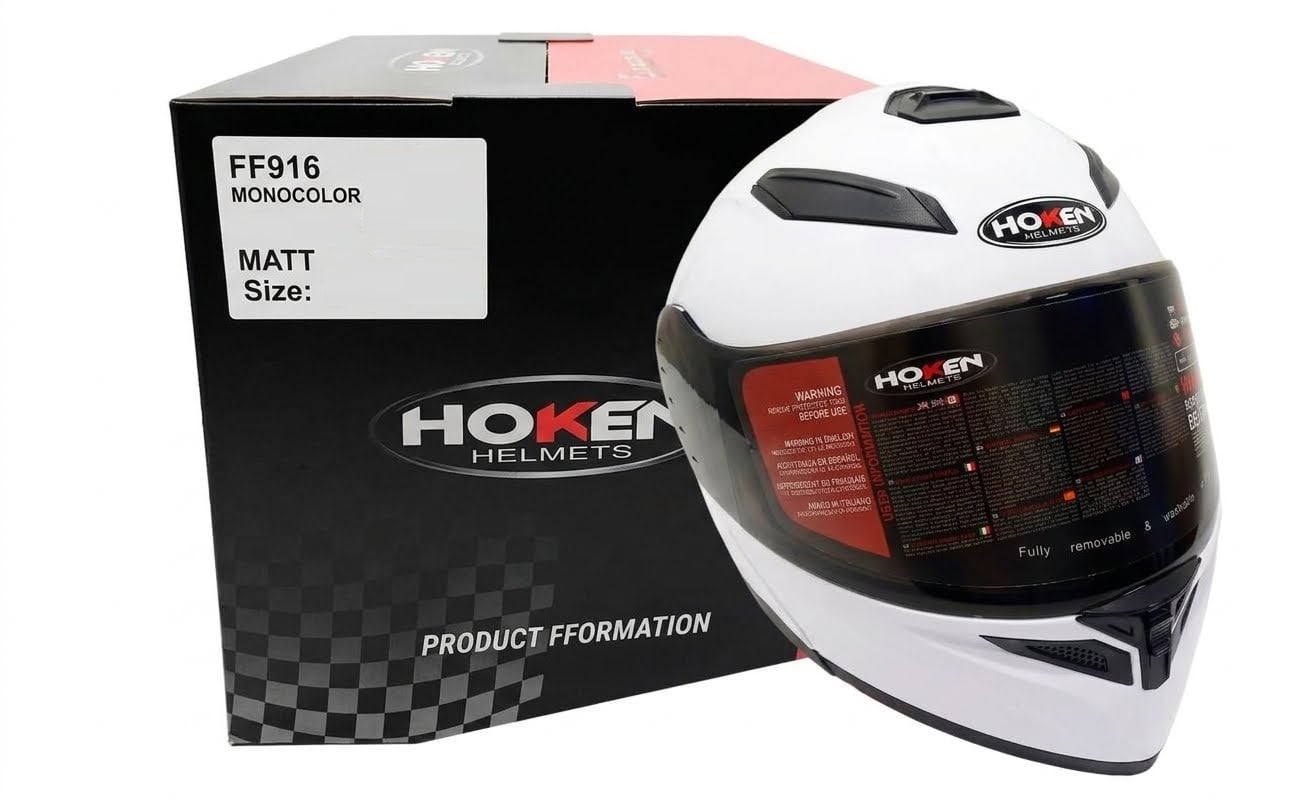 CASCO DE MOTO BLANCO MARCA HOKEN CERTIFICADO Y STOCK - 1
