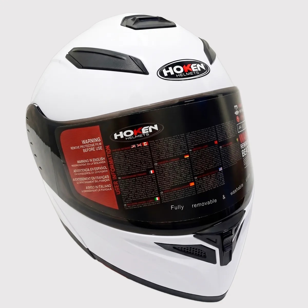 CASCO DE MOTO BLANCO MARCA HOKEN CERTIFICADO Y STOCK - 9