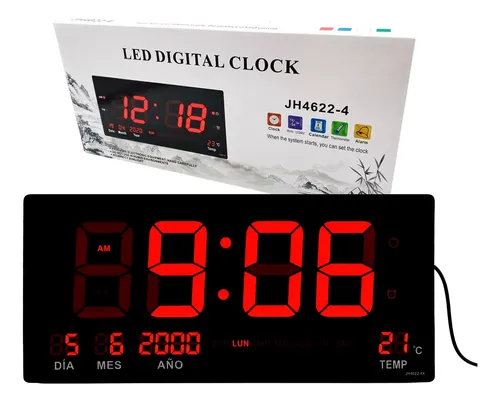 RELOJ DE PARED DIGITAL LED DE 46 CM CON CALENDARIO Y TEMPERATURA NEGRO - 1