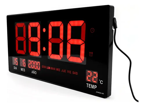 RELOJ DE PARED DIGITAL LED DE 46 CM CON CALENDARIO Y TEMPERATURA NEGRO - 2