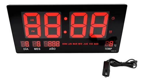 RELOJ DE PARED DIGITAL LED DE 46 CM CON CALENDARIO Y TEMPERATURA NEGRO - 3