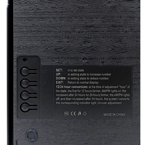 RELOJ DE PARED DIGITAL LED DE 46 CM CON CALENDARIO Y TEMPERATURA NEGRO - 6