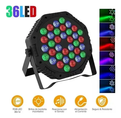 TACHO PAR RGB DE 36 LED CON CONTROL PARA FIESTAS Y EVENTOS - 3