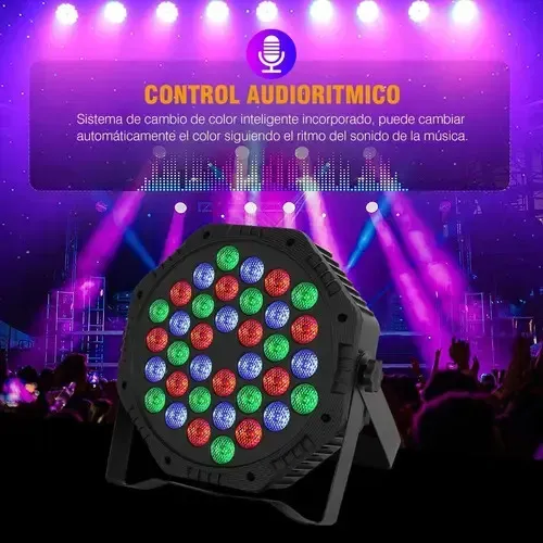 TACHO PAR RGB DE 36 LED CON CONTROL PARA FIESTAS Y EVENTOS - 6