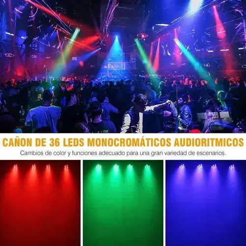 TACHO PAR RGB DE 36 LED CON CONTROL PARA FIESTAS Y EVENTOS - 7