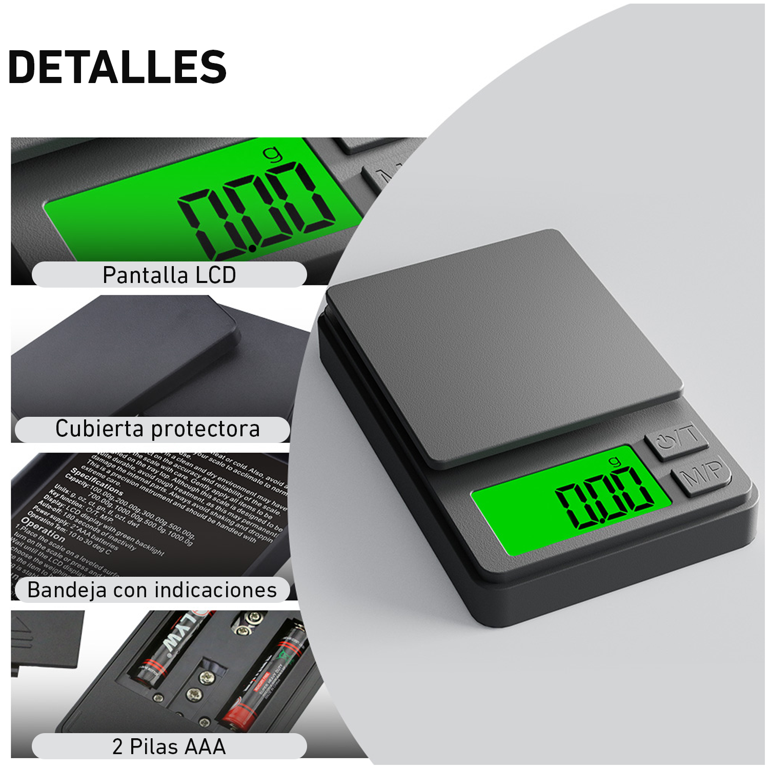BALANZA SCA13 NEGRO MINI GRAMERA PRECISION DIGITAL BOLSILLO - 3