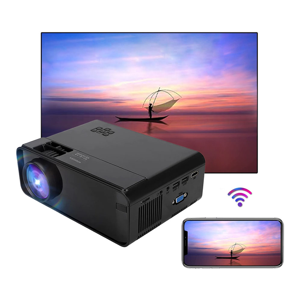 Projecteur Portable Y60 KKENZA - 5500 Lux, Résolution Full HD 1080p, écran Jusqu'à 200" - Pour Maison, Film, Jeu