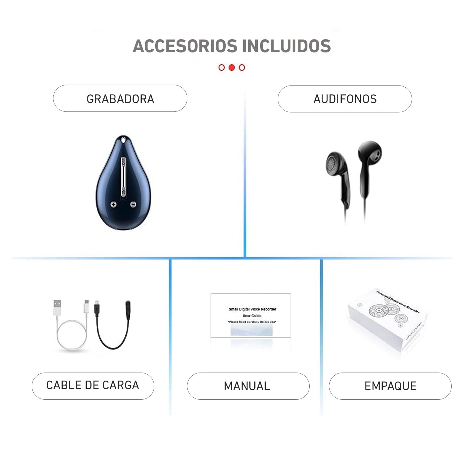 GRABADORA DE VOZ MINI ESPÍA OCULTA INALÁMBRICA MP3 PORTÁTIL M3 - 5