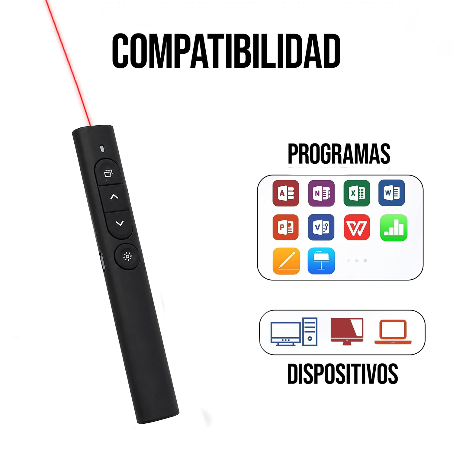PUNTERO LÁSER PRESENTADOR DE DIAPOSITIVAS LUZ ROJA PT2301 - 4
