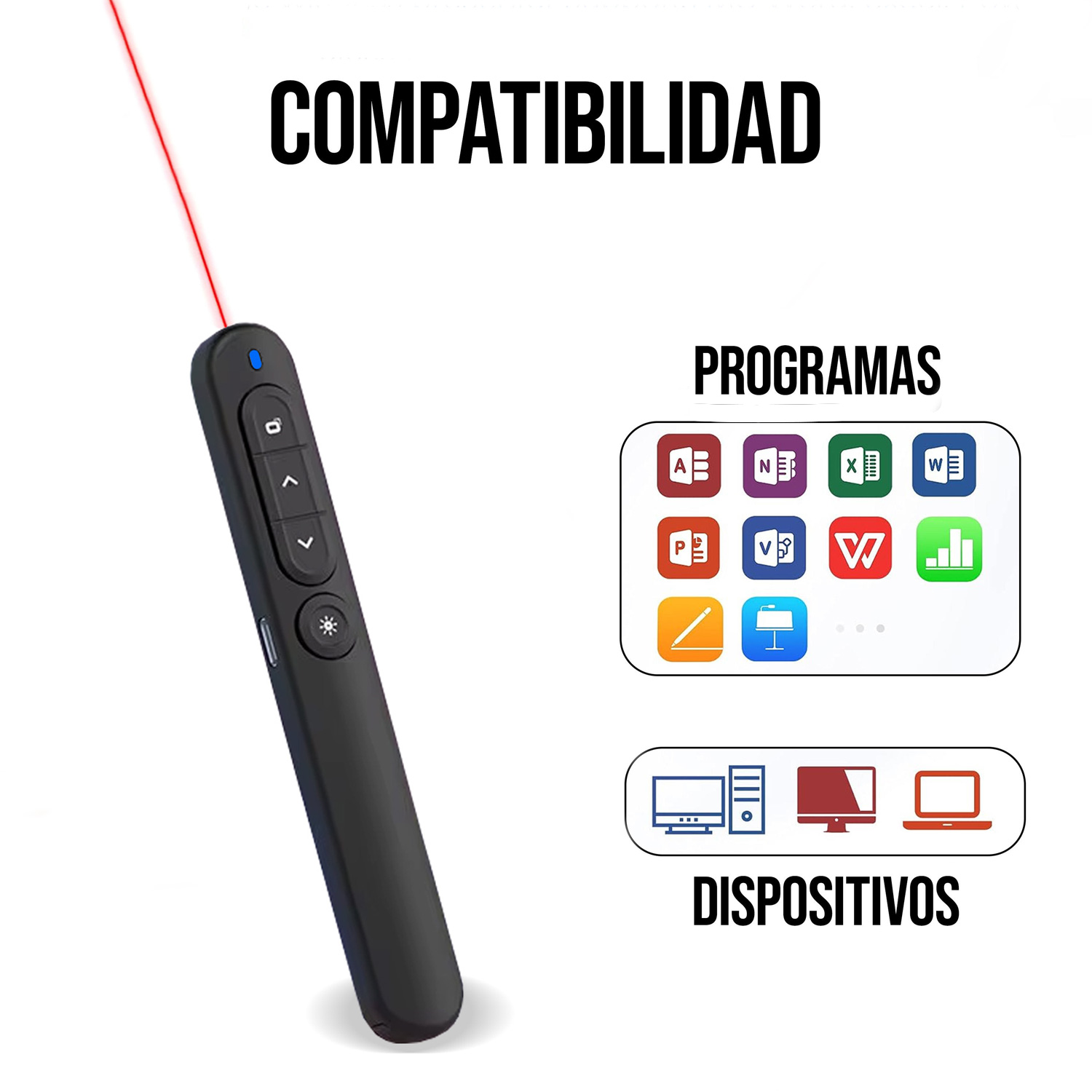 PUNTERO LÁSER PRESENTADOR DE DIAPOSITIVAS LUZ ROJA PT2301 - 7