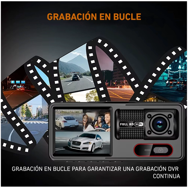 CÁMARA VEHICULAR A16W PANTALLA DIGITAL DVR WIFI AUTO CARRO - 3